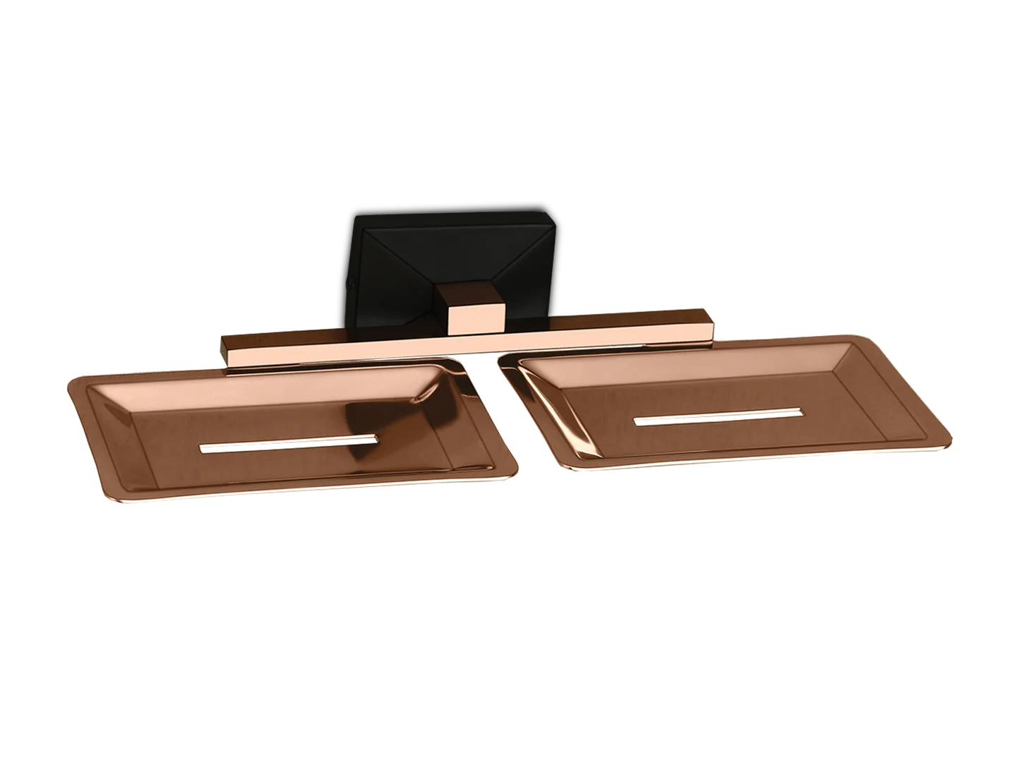 Double Wall-Mounted Soap Dish – Rose Gold & Black Finish