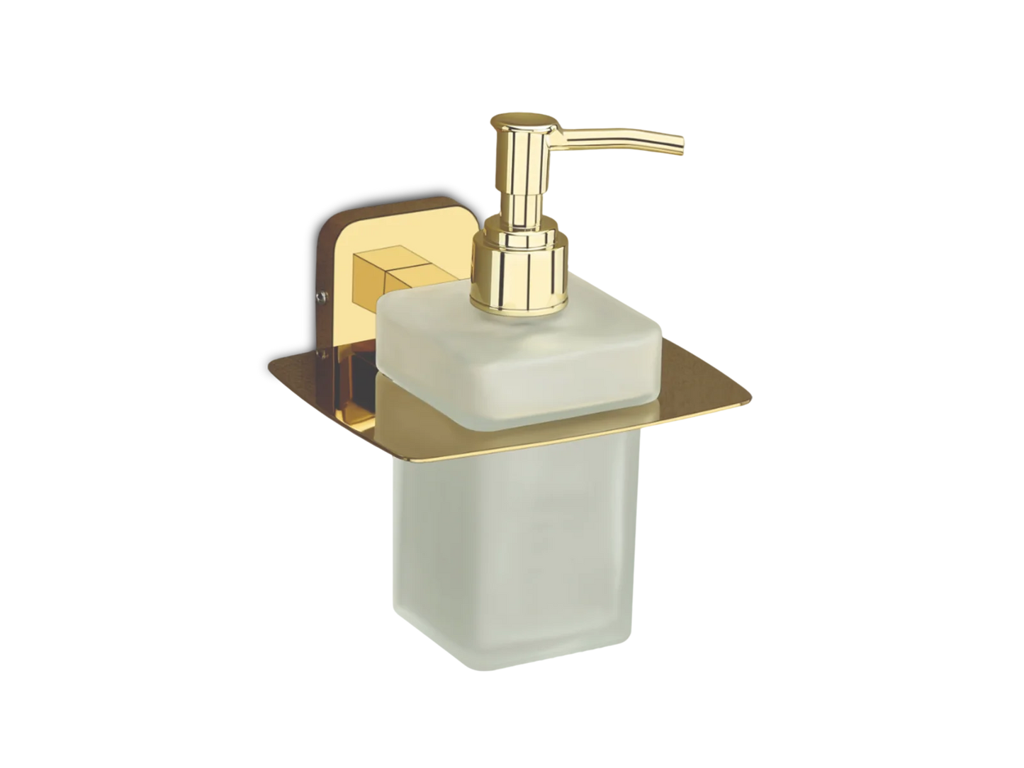 Wall-Mounted Liquid Soap Dispenser – Frosted Glass with Gold Finish