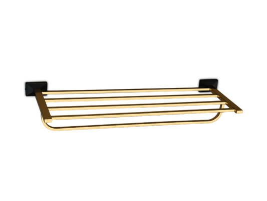 Luxury Black & Gold Wall-Mounted Towel Rack with Bottom Rail