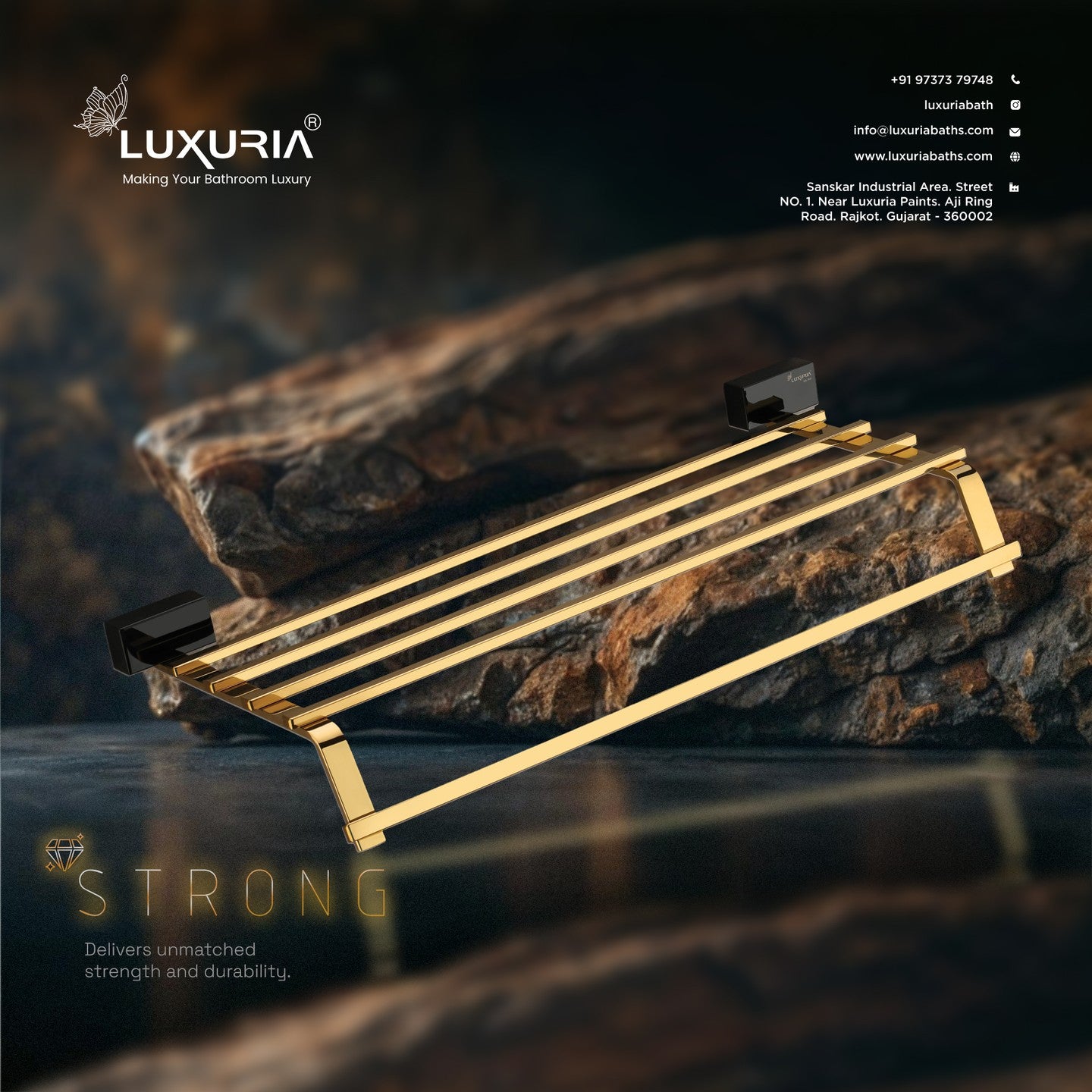 Luxuria® Premium Gold Finish Towel Rack