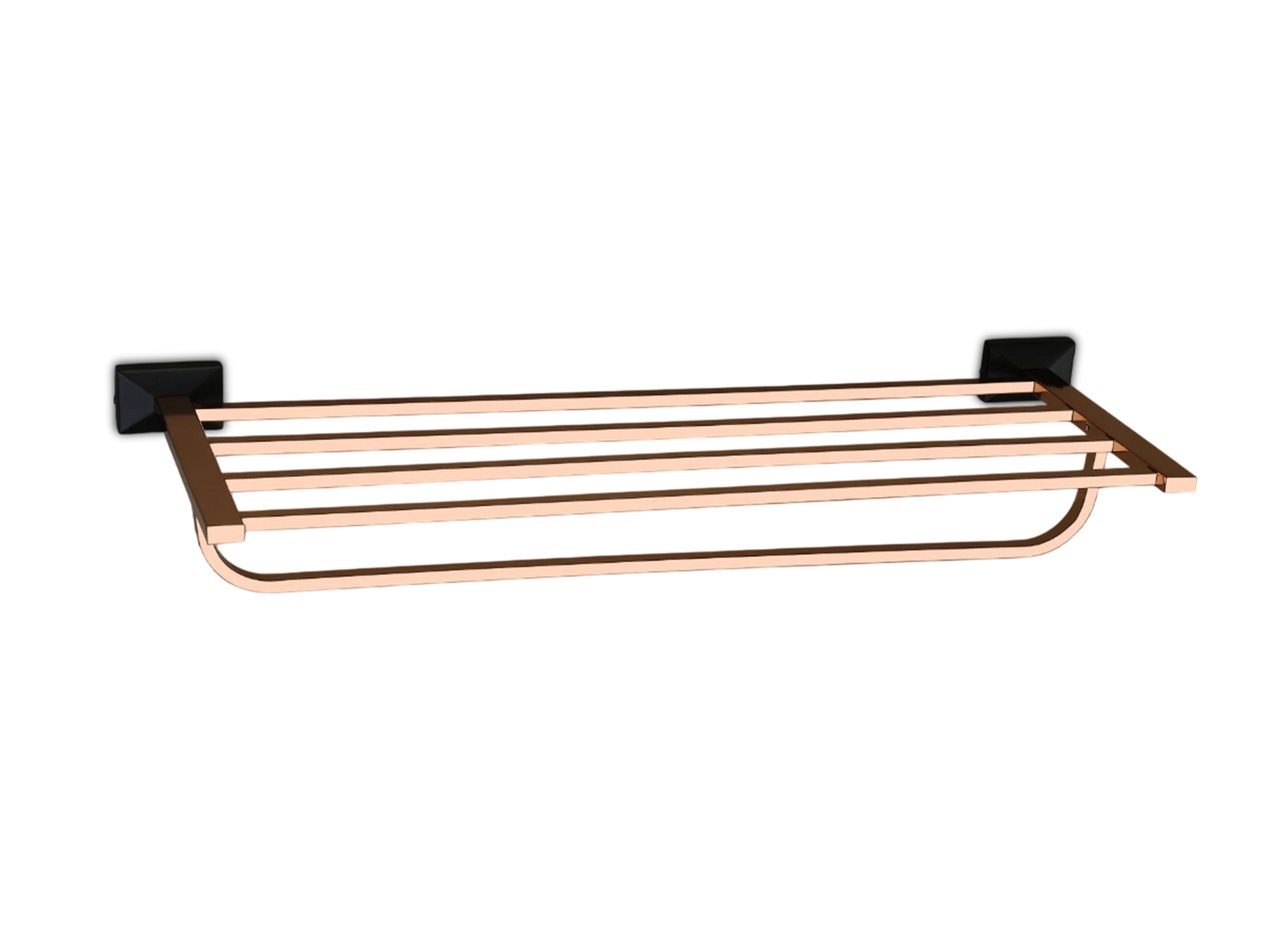 Rose Gold Wall Towel Rack with Hanging Bar – Black Base