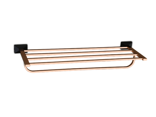 Rose Gold Wall Towel Rack with Hanging Bar – Black Base