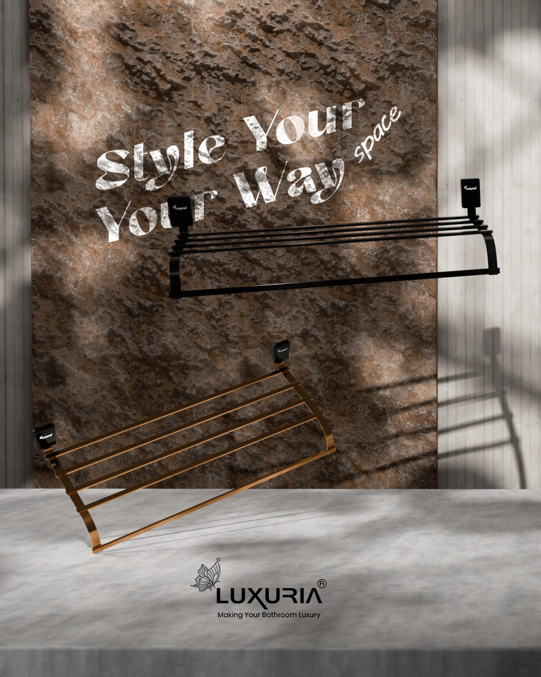 Luxuria® Premium Gold Finish Towel Rack