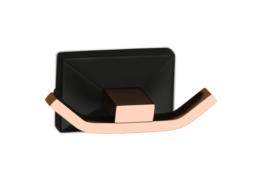 Modern Wall-Mounted Double Hook – Rose Gold & Black Finish