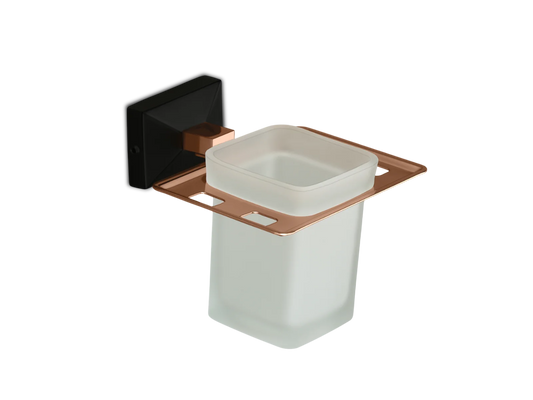 Modern Wall-Mounted Tumbler Holder - Rose Gold & Black Finish