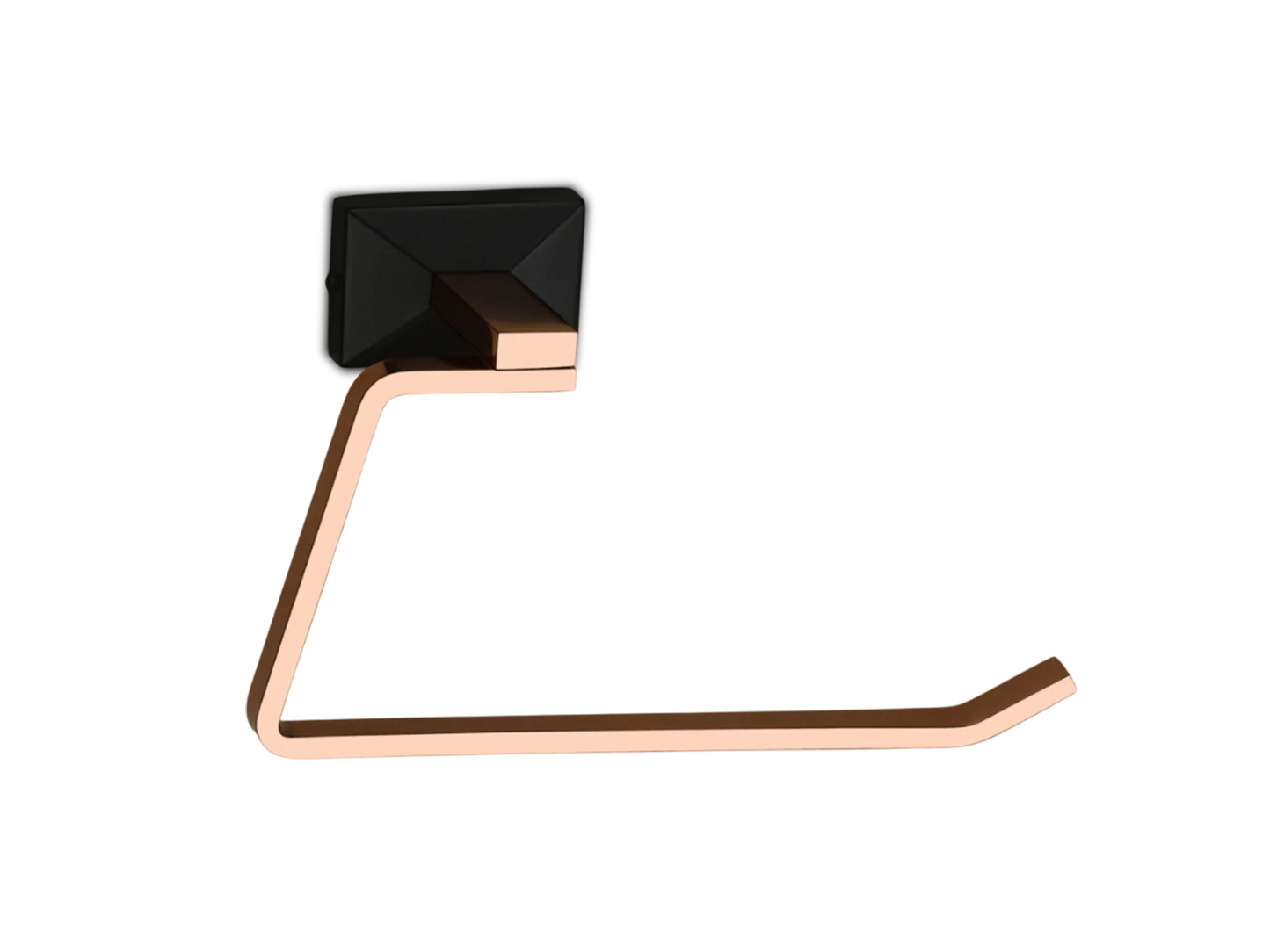 Modern Angular Towel Ring – Rose Gold & Black Finish