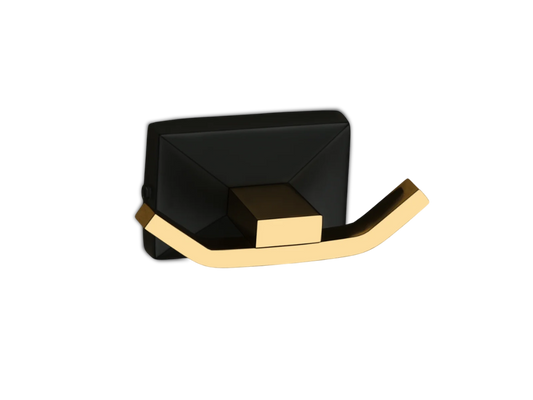 "Luxury Black & Gold Wall-Mounted Double Robe Hook"
