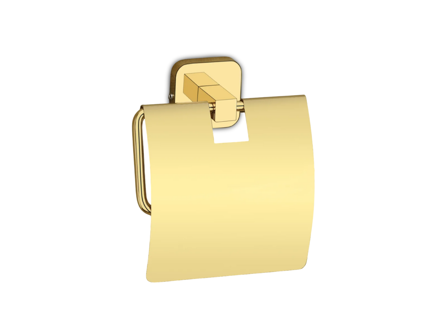 Wall-Mounted Toilet Paper Holder with Flap – Gold Finish