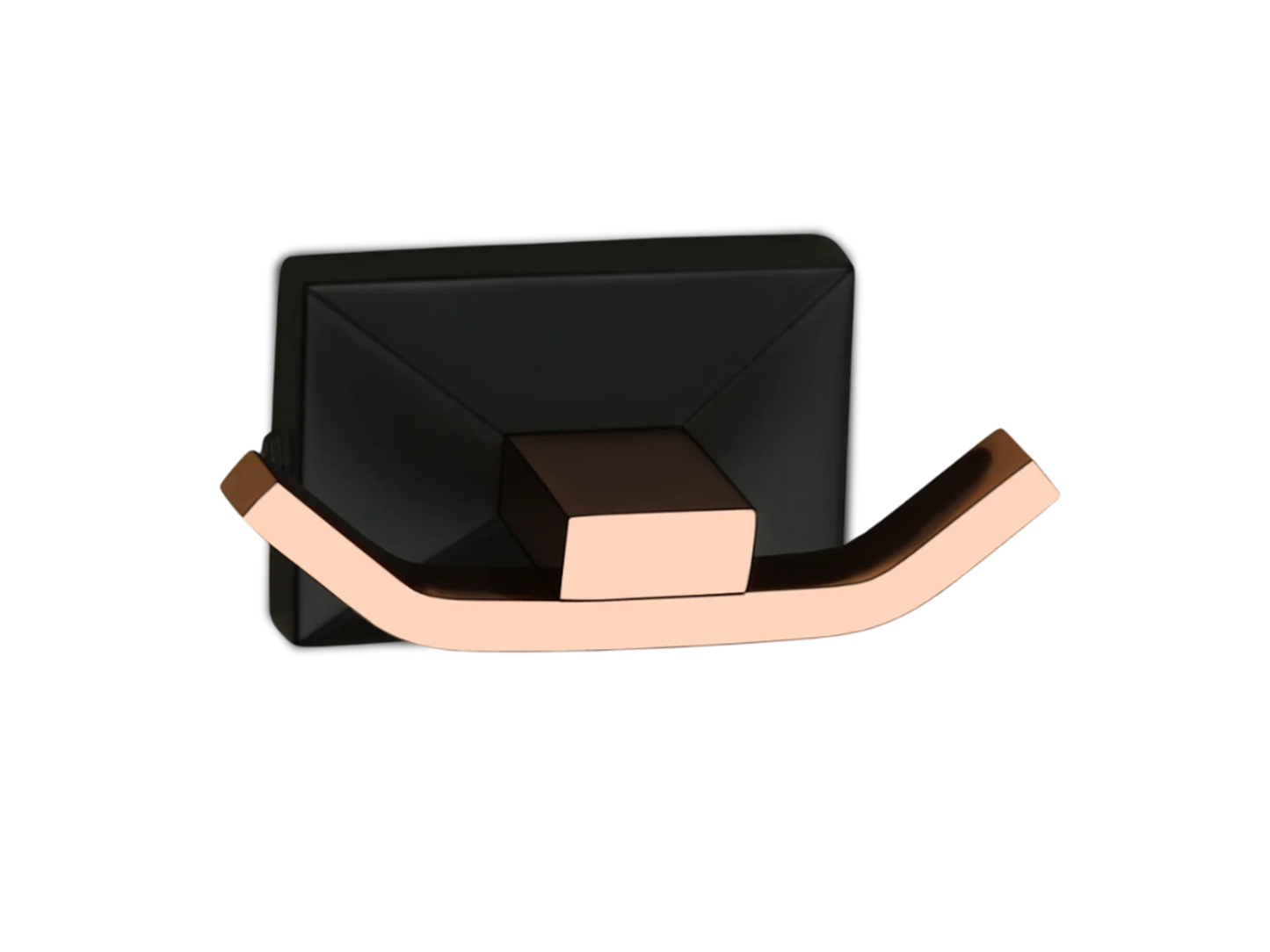 Modern Wall-Mounted Double Hook – Rose Gold & Black Finish