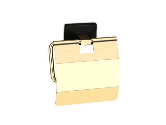 Luxury Black & Gold Toilet Paper Holder with Protective Cover