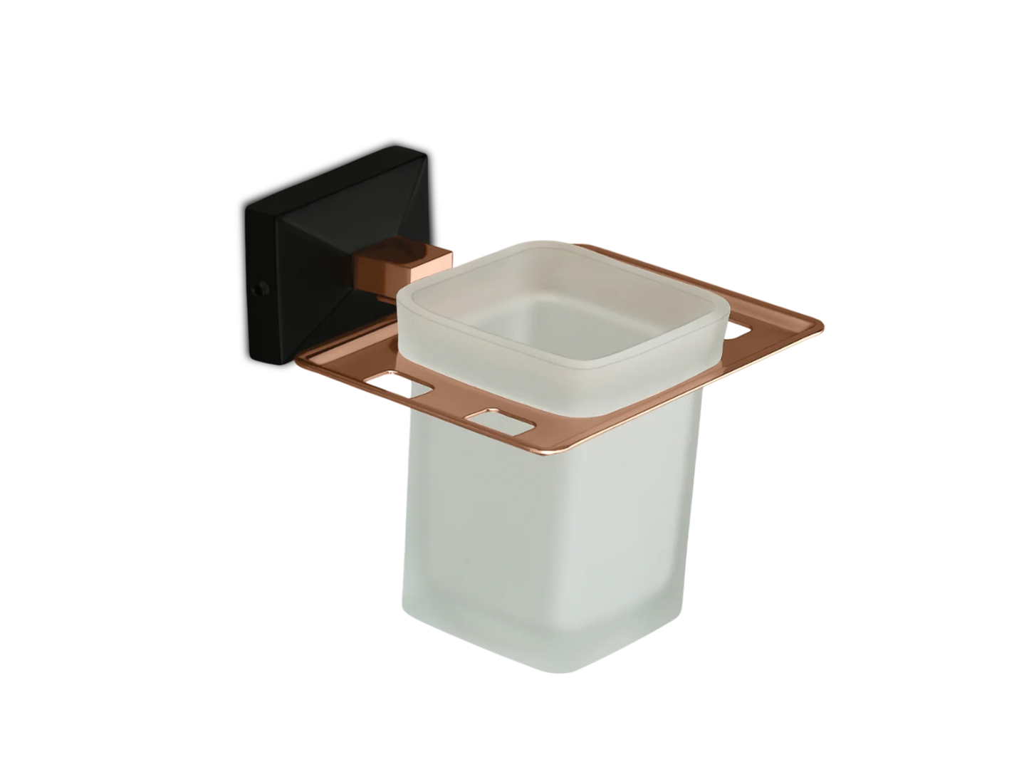 Modern Wall-Mounted Tumbler Holder - Rose Gold & Black Finish